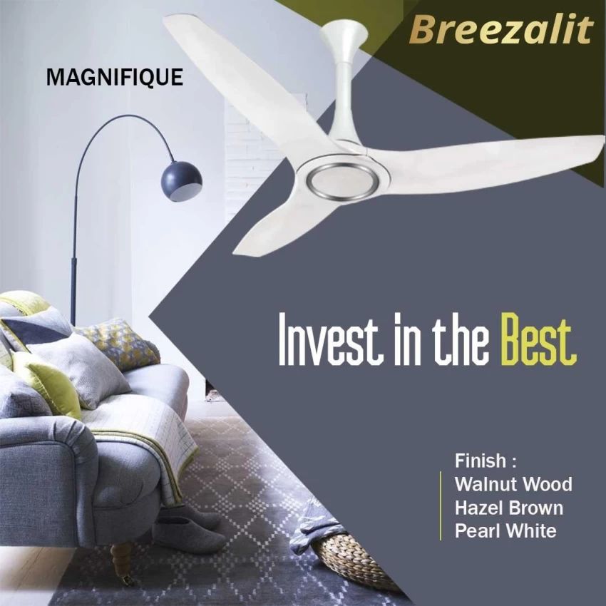 Breezalit Alpha Magnifique 1250 mm 3 Blade Ceiling Fan Energy Saving | Wooden