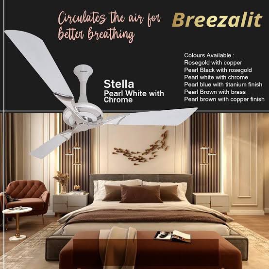 Breezalit Alpha Stella Designer Ceiling Fans 52" Titanium Blue