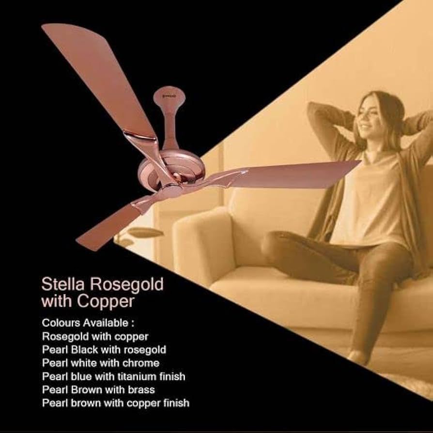 Breezalit Alpha Stella Designer Ceiling Fans 52" Rose Gold