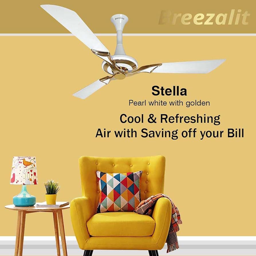 Breezalit Alpha Stella Designer Ceiling Fans 52" Titanium Blue
