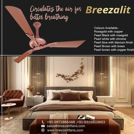 Breezalit Alpha Stella Designer Ceiling Fans 52" Titanium Blue